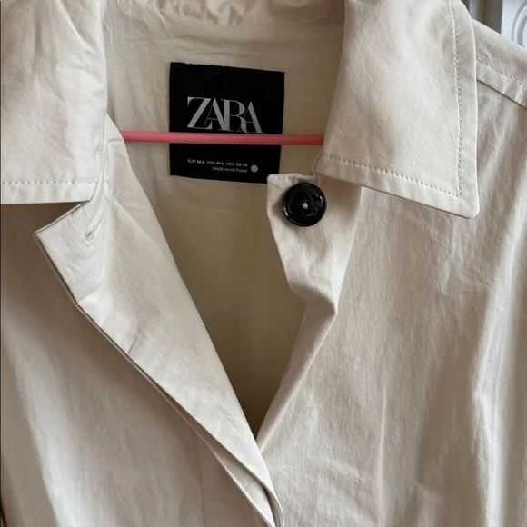 Zara Women's Classic Cream Trench Coat - Picture 3 of 5